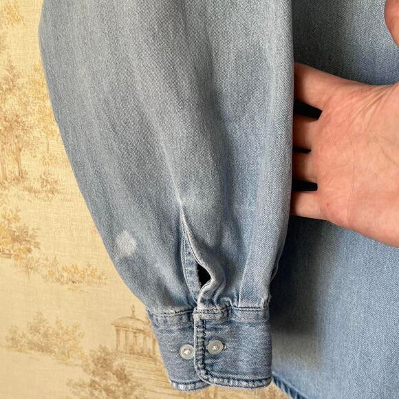 Vintage 90s Harley-Davidson Denim Shirt | Distressed Grunge Wash | Size L - Picture 4 of 8